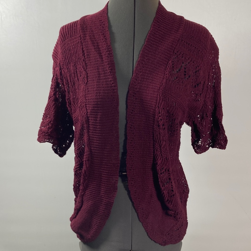 Bina Open Front Sweater Open Knit Short Sleeve Cover Up New With Tags